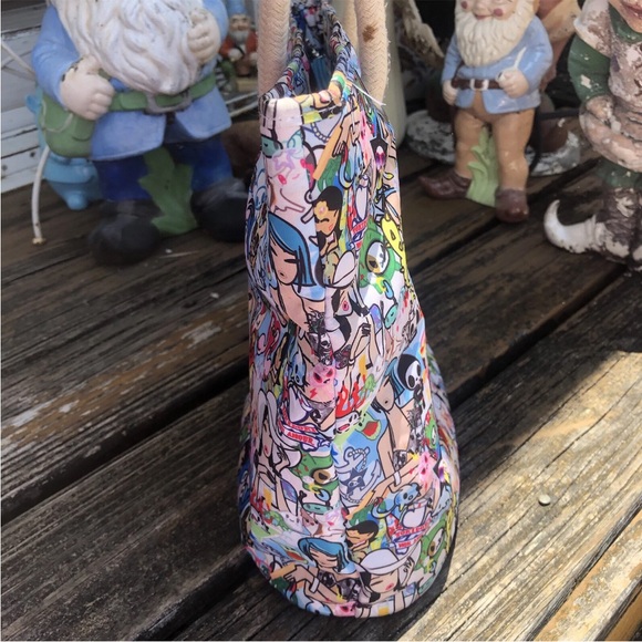 Tokidoki Le Sportsac My Love Tote Bag Purse Handbag Rope Handles Black Kawaii - Picture 6 of 12